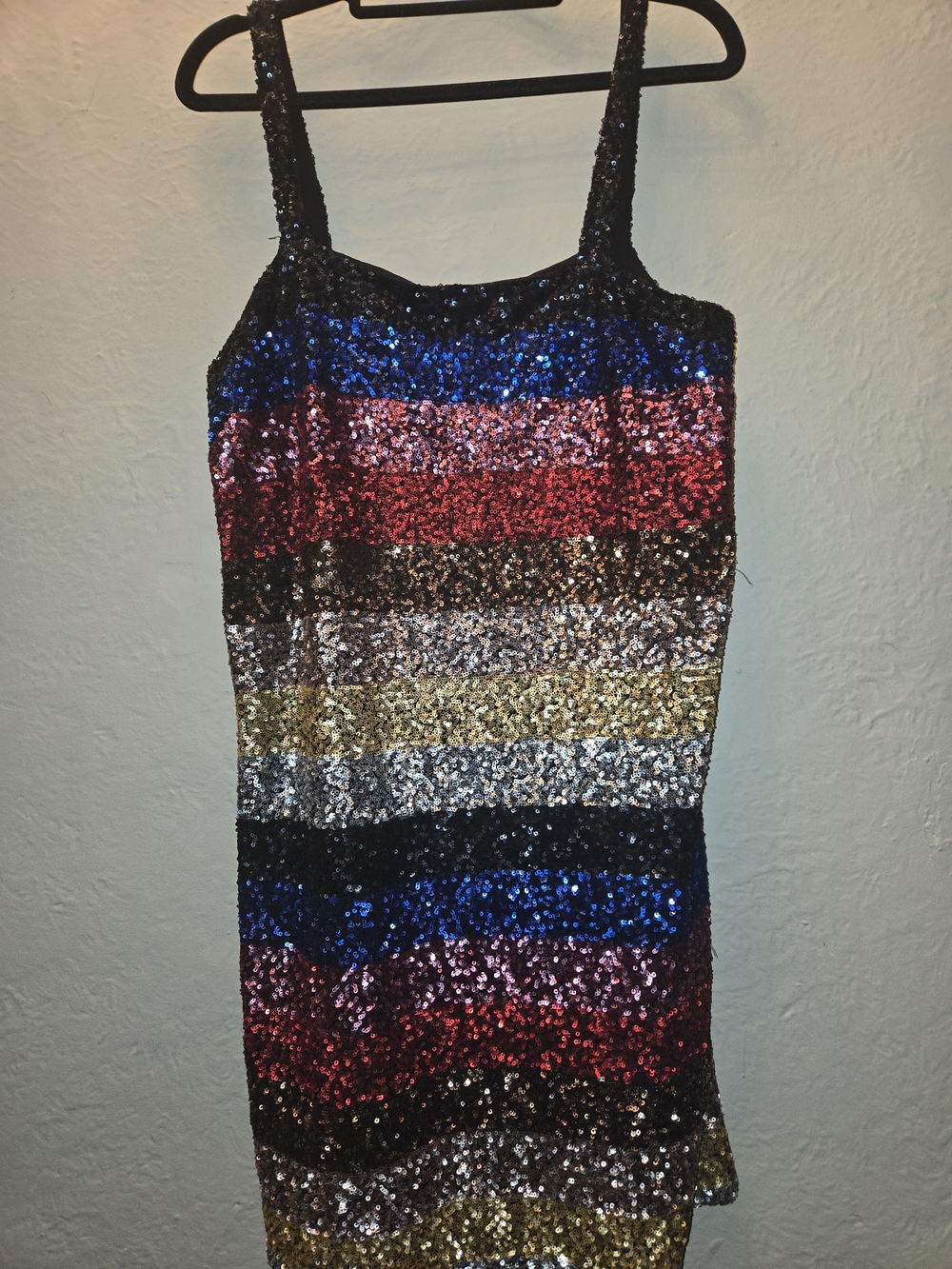 Gap Multicolor Sequin Mini Dress Y2K Party Disco Sparkle Slip Dress M - Picture 7 of 7